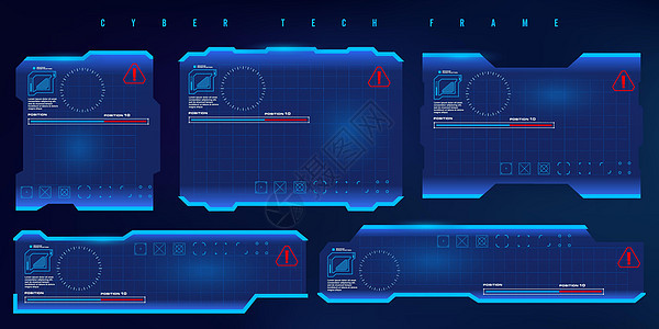 HUD 网络技术框架 未来派虚拟屏幕框架控制界面控制板雷达航海创新图标插图柜台传感器背景图片