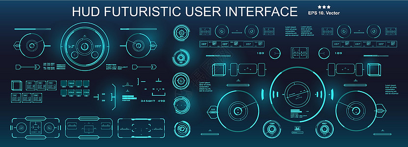 科幻未来派 hud 仪表板显示虚拟现实技术 scree运动柜台用户导航插图屏幕控制板创新航海显示器背景图片
