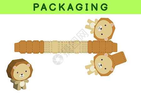 派对礼品盒模切狮子设计用于糖果小礼物面包店 包模板伟大的设计用于任何目的生日婴儿淋浴 spinata 矢量股票图图片