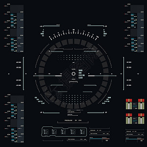 未来派蓝色虚拟图形触摸用户界面显示器创新数据展示控制板传感器控制导航商业高科技图片