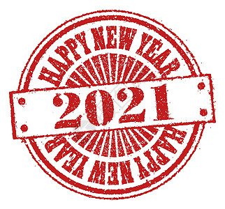 2021 年新年橡皮戳图案邮票打印商业墨水红色问候语烙印海豹贺卡插图图片