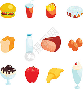 食物图标饮食热狗啤酒蛋糕食品饮料甜甜圈果汁餐厅卡通片图片