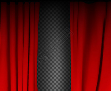 逼真的彩色红色天鹅绒窗帘折叠在透明背景上 在家里的电影院选择幕布 它制作图案矢量奢华娱乐展示音乐会电影丝绸风格织物装饰剧院图片