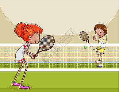 网球风景团队训练娱乐锻炼运动员竞赛绘画运动装女士图片