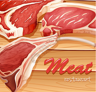 新鲜鲜肉食物猪肉牛肉卡通片腰部墙纸屠宰场牛扒材料美食图片
