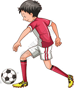 穿红衣服踢足球的男人图片