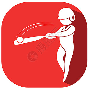红色背景上的棒球图标图片