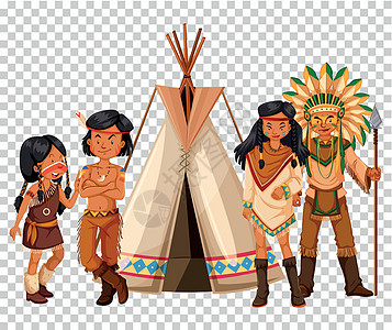 美国原住民家庭和帐篷高清图片