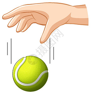 用于重力实验的手投网球指示牌手指运动球拍艺术物理科学活动绘画乐趣图片