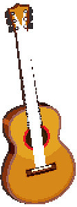 在白色背景上孤立的卡通风格的古典木吉他图片