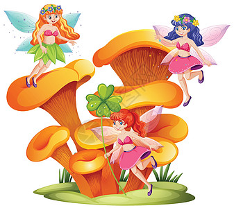 白色背景下的童话故事和蘑菇镇卡通风格图片