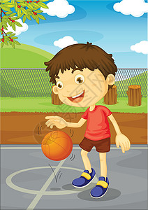 篮球博中心运球活动微笑玩家植物路面树木男生院子图片