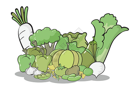 各种蔬菜青豆营养柠檬土豆食物南瓜辣椒绘画沙拉剪贴图片