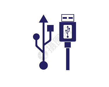 usb 图标矢量图硬件插图力量收费港口黑色磁盘技术驾驶数据背景图片