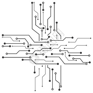 电路板线 cpu 芯片图标插图 vecto控制器半导体芯片组内存工程木板技术电子产品硬件科学图片