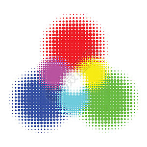 RGB 和 CMYK 半色调矢量图科洛白色营销墨水插图样本红色调色板毛毡信息网络图片