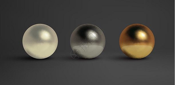 抽象金属球集 珍珠黑金属 黄铜 银 黑色矢量金色球体孤立对象 镀铬物球形银金属球魅力珊瑚按钮胶原石头塑料头发凝胶珠宝金子背景图片