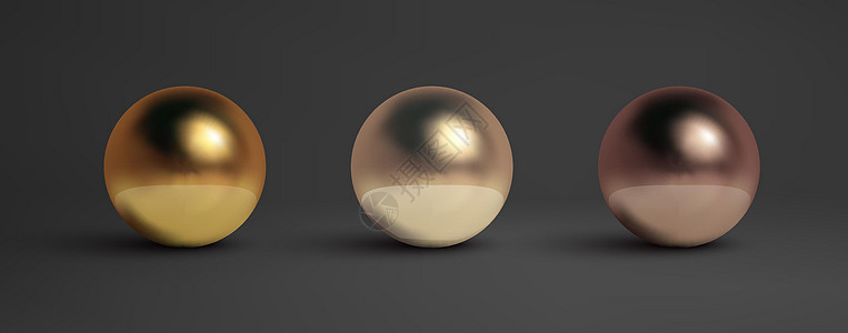 抽象金属球集 珍珠黑金属 黄铜 银 黑色矢量金色球体孤立对象 镀铬物球形银金属球坡度魅力项链石头珊瑚胶原按钮塑料凝胶金子设计图片