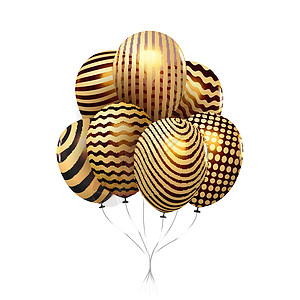 孤立在白色背景上的金色气球 庆祝节日装饰剪贴画 生日聚会嘉年华背景 惊喜金色气球飞舞闪亮 矢量图 Eps 10零售人生纪念日庆典图片