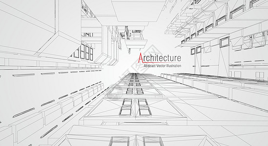 现代建筑线框 城市线框的概念 建筑CAD绘图的线框建筑插图工程地面设计城市商业摩天大楼工程师建筑学草图标识图片