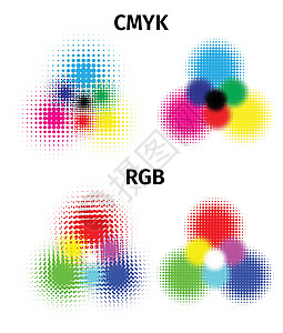 RGB 和 CMYK 半色调矢量图科洛青色插图绿色样本商业方案调色板红色毛毡蓝色图片