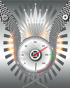 方格旗速度计 矢量插图车速控制板速度手表会场框架金属仪表时间里程表图片