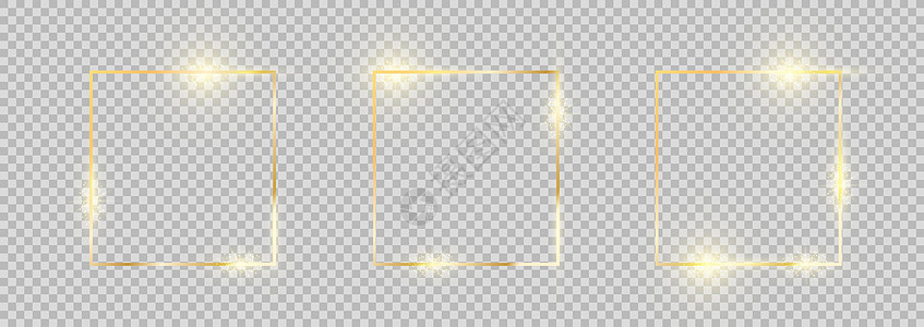 金色的框架 方形金色边框套装 具有发光效果的金色相框系列图片