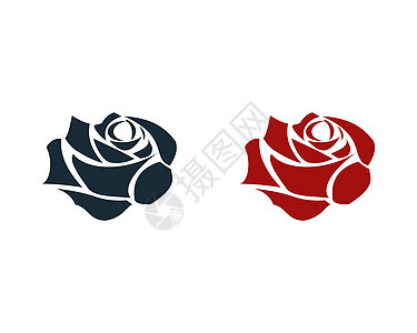 红玫瑰花图标矢量徽标模板插图设计图片