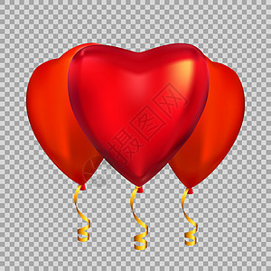 彩色光泽心形氦气球在透明背景下被隔离图片
