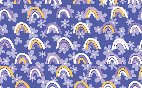 色彩背景上有五颜六色的的时尚无缝图案 邀请海报卡织物纺织织物的设计 婴儿的可爱假期插图 斯堪的纳维亚涂鸦样式墙纸天空花朵苗圃艺术图片