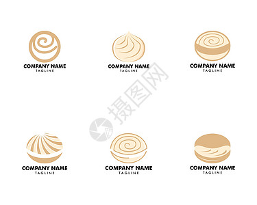 酥皮泡芙盾牌标志图标设计模板元素点心标识咖啡店食物烹饪面团卡通片糕点浇头插图设计图片