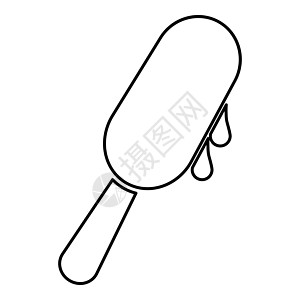 冰棒冰棍冰淇淋棒轮廓轮廓图标黑色矢量插图平面样式图像图片