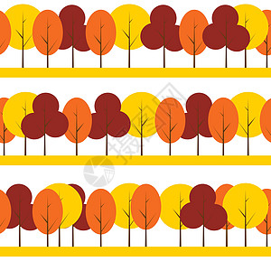 不同的树自然无缝图案背景矢量图团体季节花园枝条森林植物公园织物橡木绘画图片