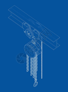 横梁上的起重机 韦克托滑轮蓝图工具机械工程工作草图光束重量建造图片