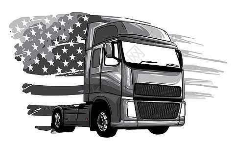 单色经典美国卡车 矢量图和美国 fla玩具船运货运车辆卡通片送货车轮交通运输钻机图片