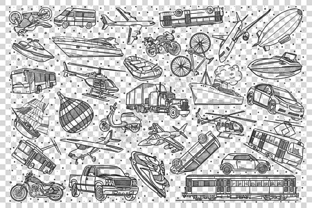 运输涂鸦 se交通游艇插图元素喷射货车机车收藏卡通片草图图片