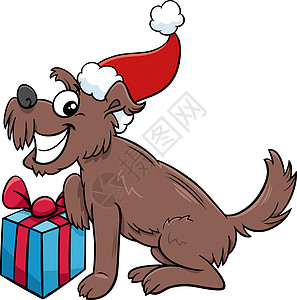 卡通快乐狗在圣诞节提姆与礼物图片
