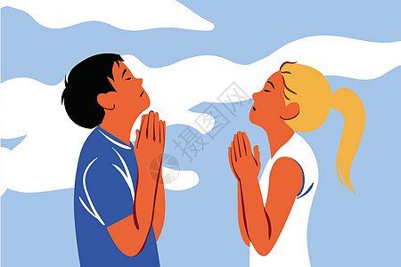 祈祷神宗教夫妇基督教请求信仰概念图片