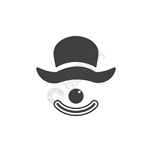 微笑图标它制作小丑角色标识漫画鼻子狂欢喜剧派对娱乐帽子扑克插图设计图片