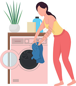 女人洗衣服平面颜色矢量不露面的特征图片