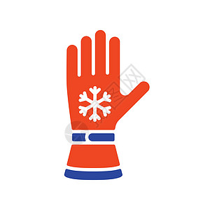 冬季滑雪手套矢量图标 冬季标志安全插图字形活动季节假期运动装运动衣服图片
