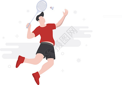 网球运动员参加羽毛球锦标赛和锦标赛的男孩玩家网球乐趣伙伴艺术冠军插图女孩娱乐运动员设计图片