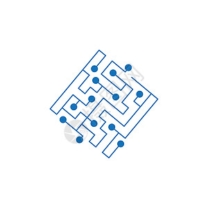 电路板芯片图标 抽象方形 IT 迷宫 技术符号 计算机软件概念 动力元素 平面设计 矢量插图图片