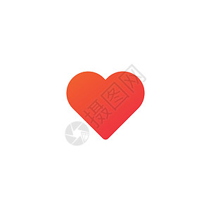 心爱图标红色心形符号情人节浪漫概念网站和移动简约平面设计 孤立在白色背景上的矢量插图图片