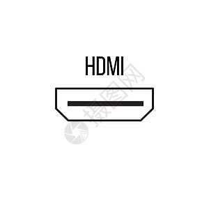 来自电子设备集合的 Hdmi 图标 用于网络和移动设备的线矢量符号 在白色背景上孤立的股票矢量图图片