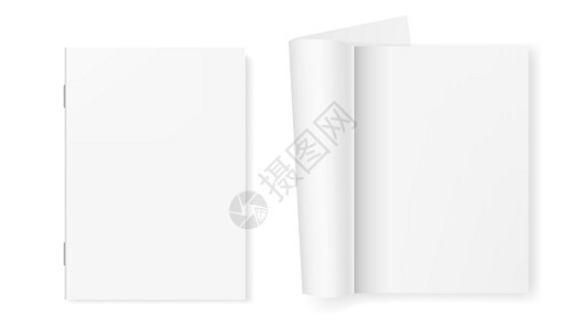 打开和特写白色透明小册子杂志小册子或笔记本模板图片