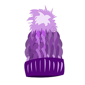 带绒球的紫色针织帽图片