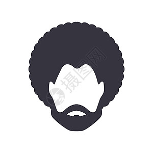 黑人男子肖像与非洲卷发店和发型 白色背景上的徽标图标隔离头像图片