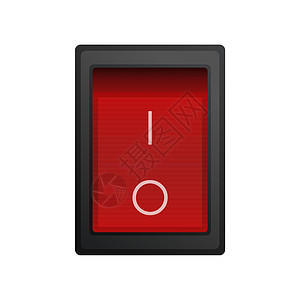 红色方块打开和特写按钮 孤立 向量技术服务正方形圆圈活力电气纽扣力量硬件电子背景图片