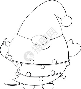 带轻光加华兰的小圣诞Gnome 用黑白图画图片